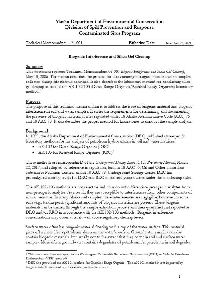 Biogenic Interference and Silica Gel Cleanup PDF Chromatography