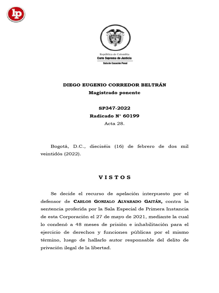 SP 347 2022 Colombia LPDerecho | PDF | Debido al proceso ...