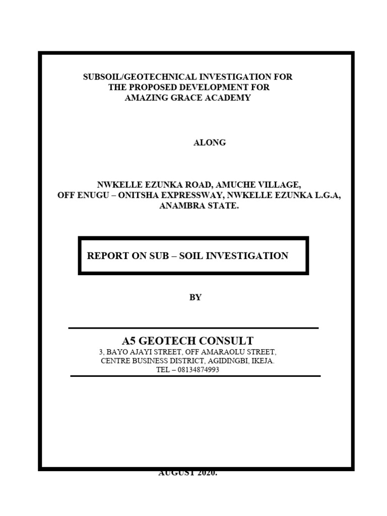 Geotechnical Investigation for Amazing Grace Academy | PDF | Deep ...