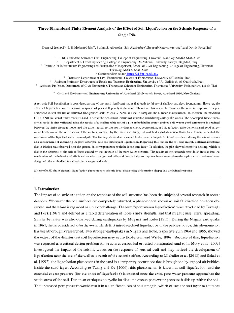Soil Liquefaction Impact on Pile Seismic Response | PDF | Earthquakes ...