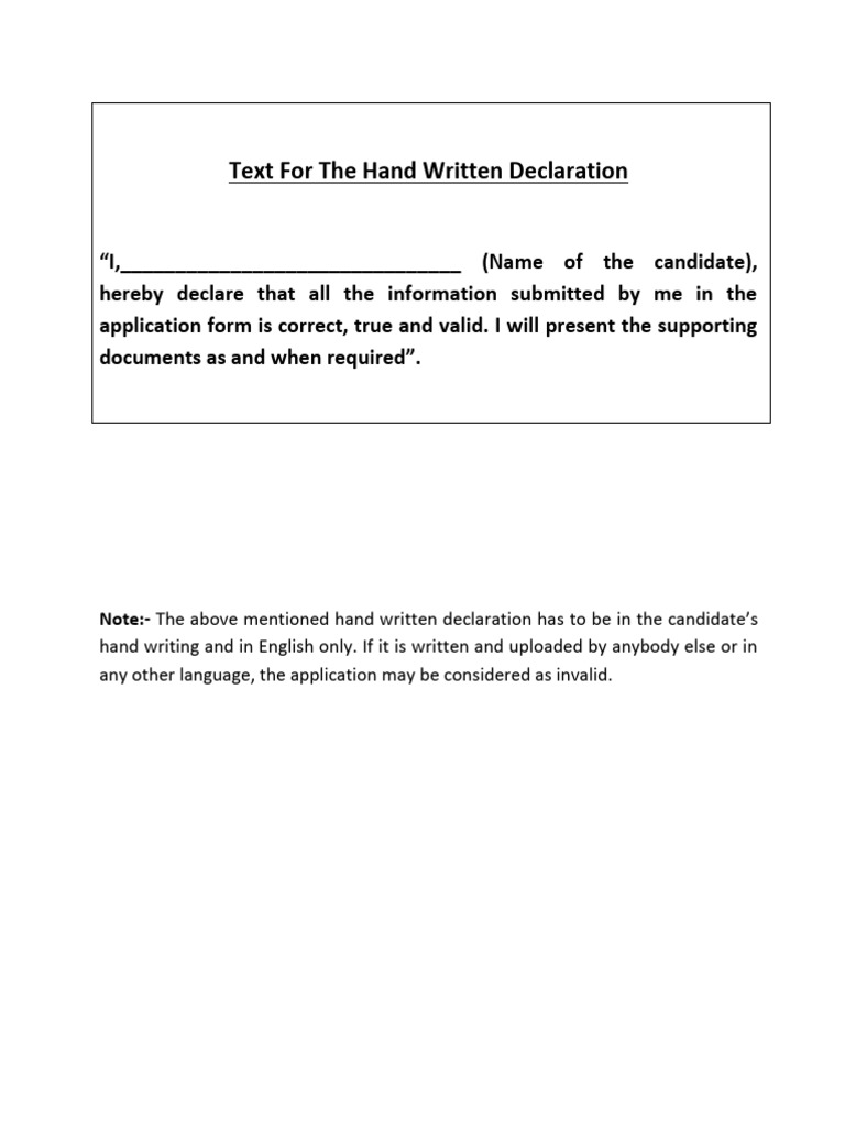 Hand written declaration pdf