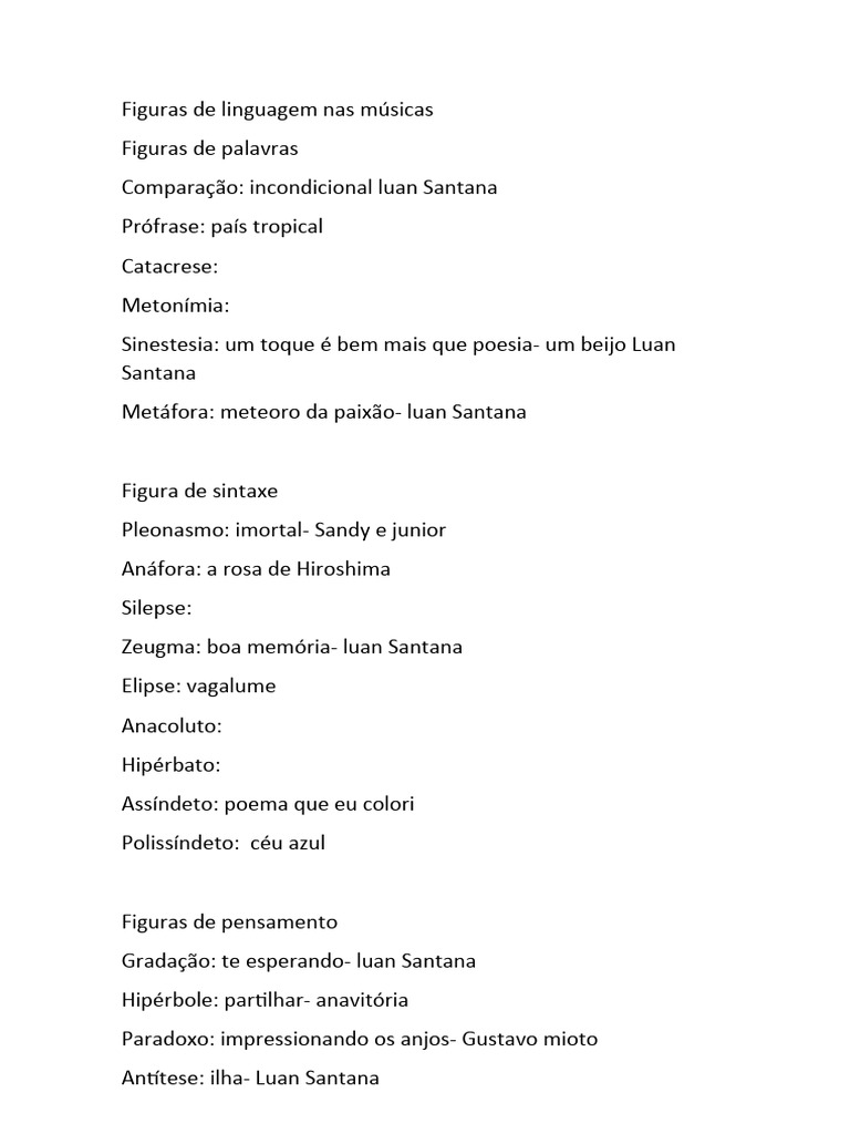 Figuras de Linguagem Nas Músicas | PDF