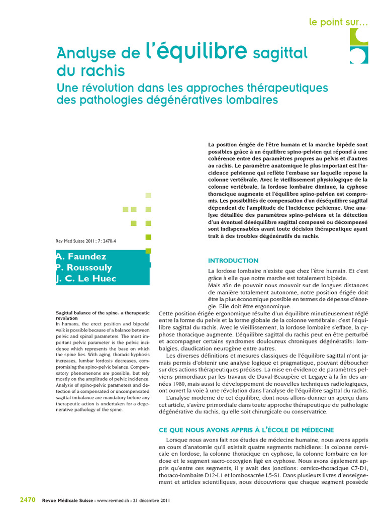 Analyse de l'équilibre sagittal du rachis | PDF | Colonne vertébrale ...