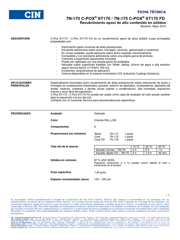 Cin-C-Pox ST170 Nueva | PDF | Epoxy | Acero