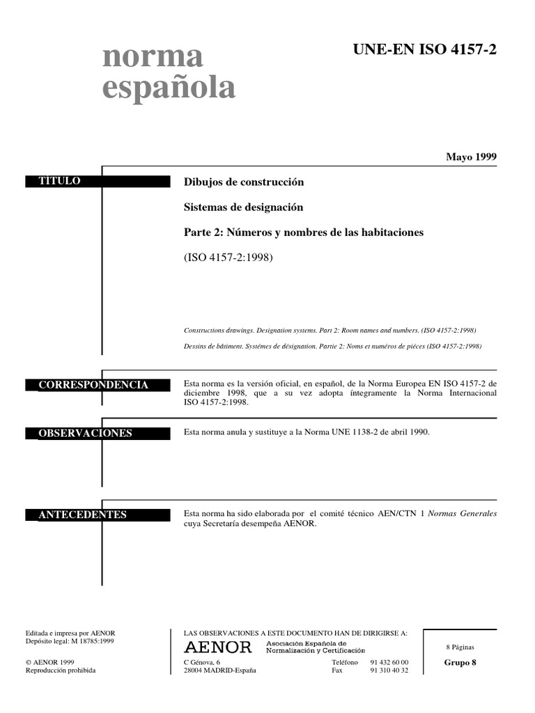 ISO 4157-2: Nombres y Números de Habitaciones | PDF | Estandarización ...