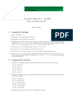 Matemática Discreta 2 - 01/2023 Lista de Exercícios 02