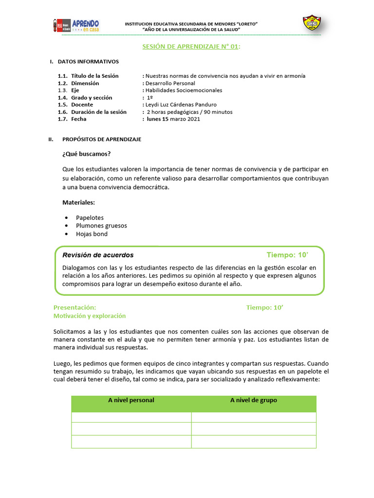 Normas de Convivencia en 1º Grado | PDF