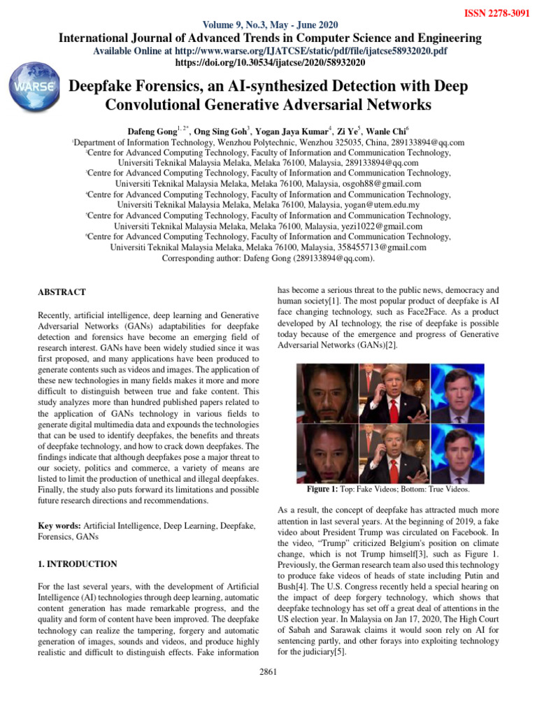 Deepfake Forensics with GANs Analysis | PDF | Deep Learning ...