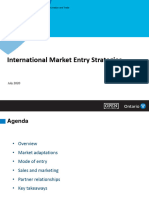 International Market Entry Strategies: Ministry of Economic Development, Job Creation and Trade