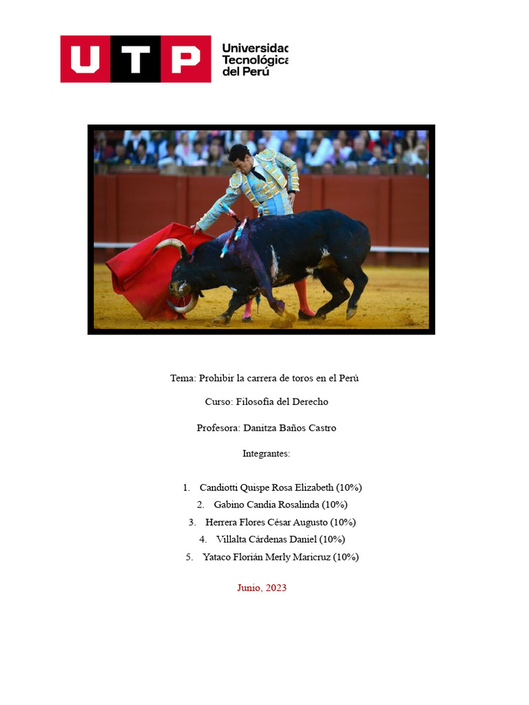 Prohibición de corridas de toros en Perú | PDF | Toreo | Violencia