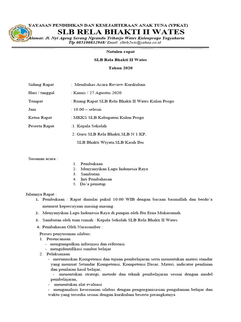 Notulen pembuatan RPP | PDF
