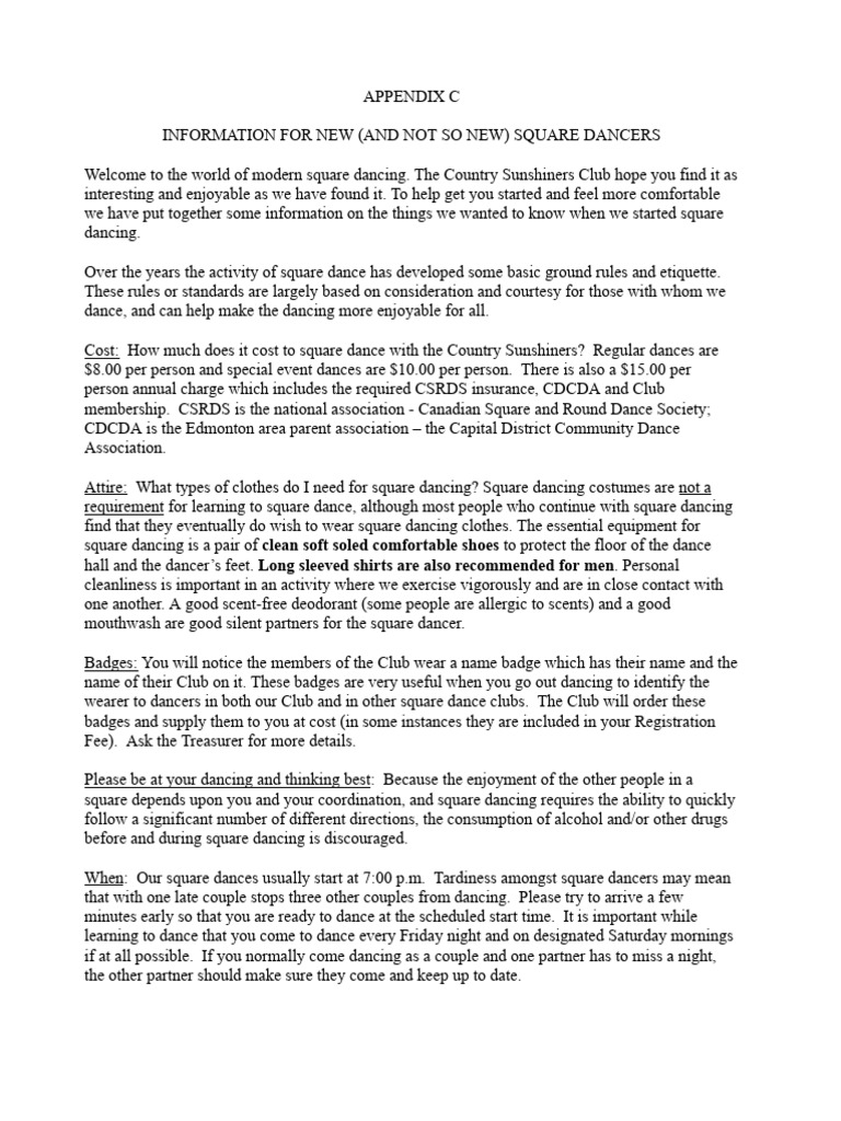 Cssdc guide for new and not so new square dancers appendix c 2023