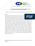 A Administração Pública No Contexto Da Produção de Energia Eólica No Brasil Implantação, Ampliação e Investimento