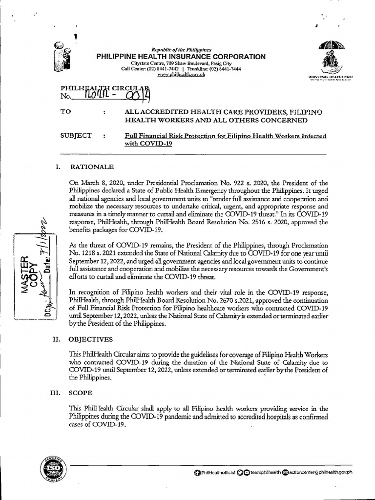 Philhealth circular 2022 0014 full financial risk protection for