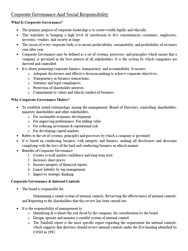 Prelims - Good Governance and Social Responsibility | PDF | Corporate ...