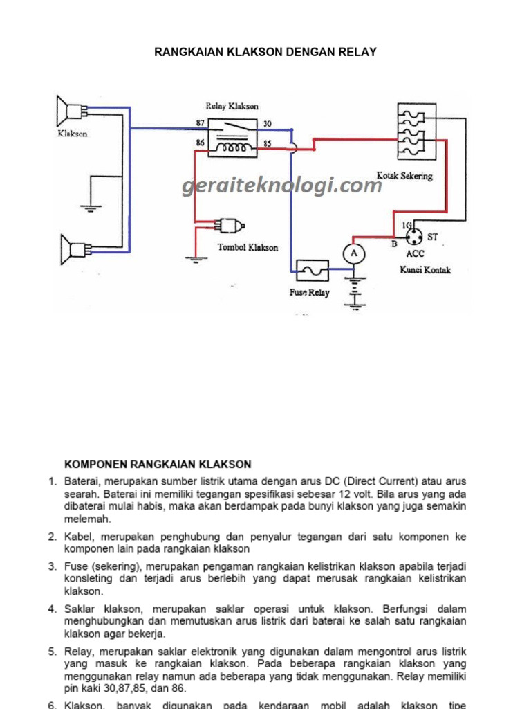 Rangkaian Klakson Dengan Relay PDF
