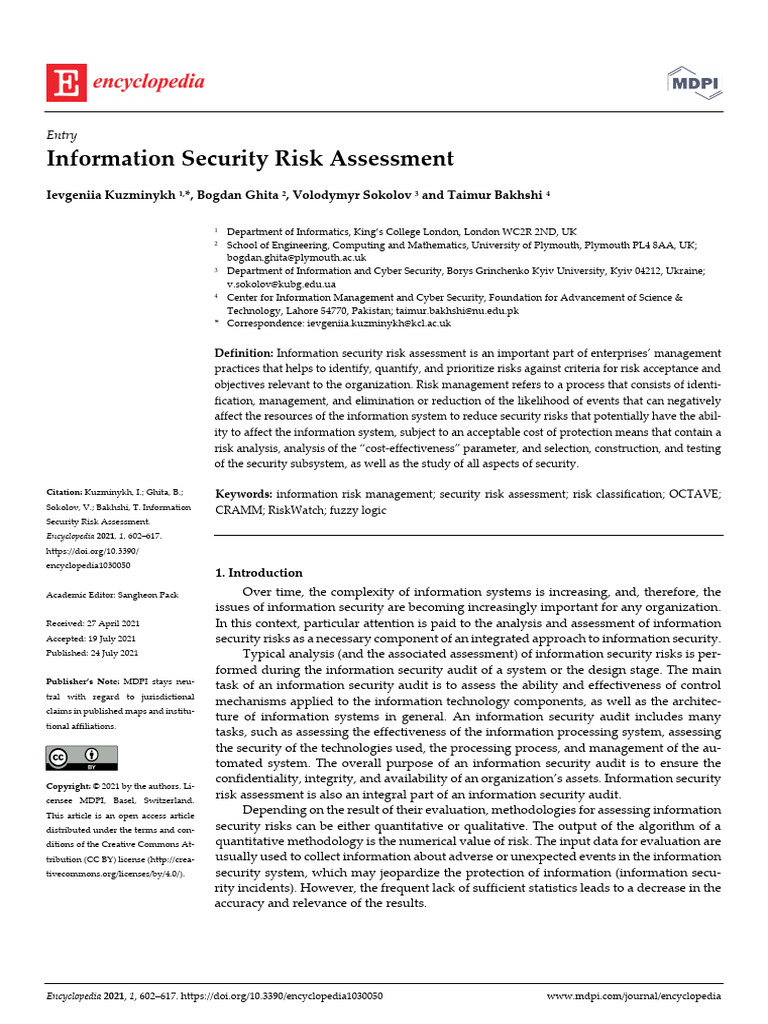 Information security risk assessment pdf risk vulnerability