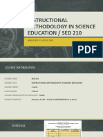 INSTRUCTIONAL Methodology in Science Overview of The Course