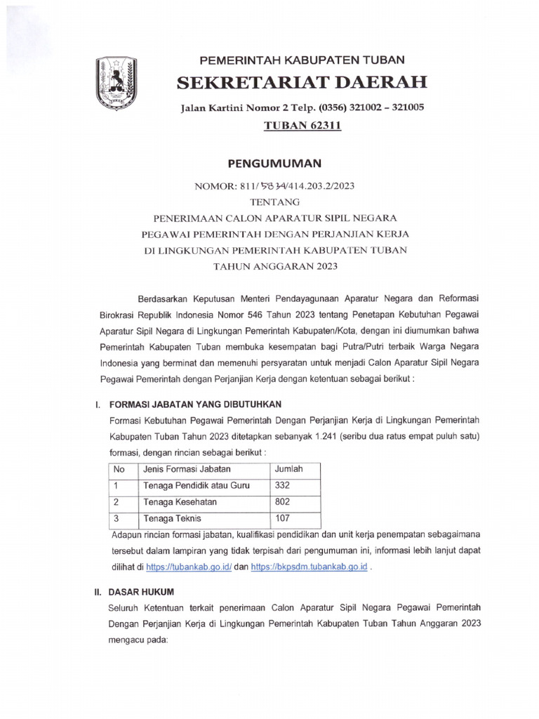 Pengumuman PPPK 2023 LENGKAP - Fixed Upload | PDF