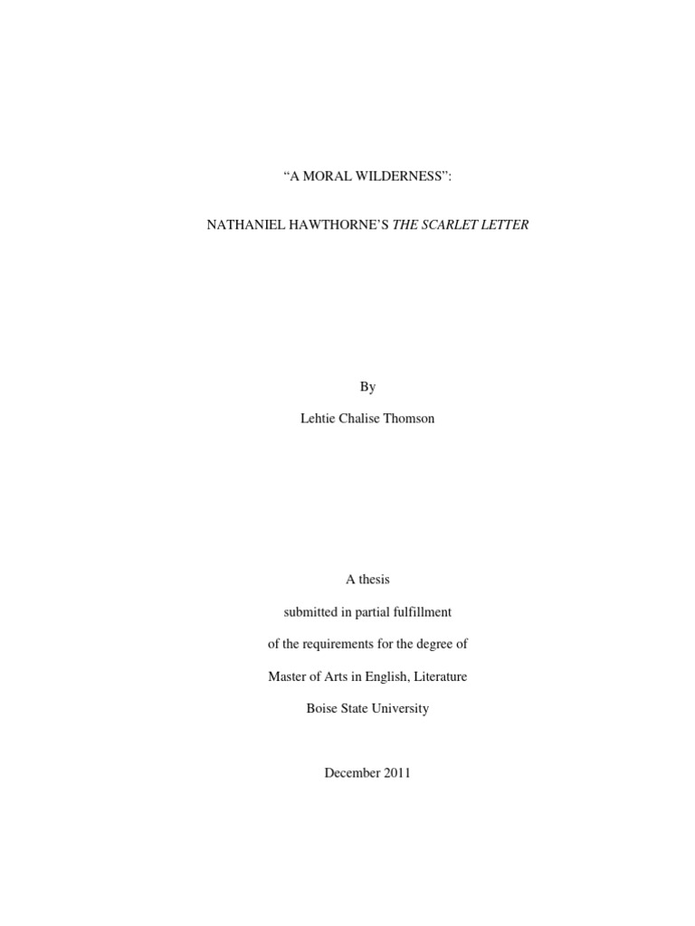 A moral wilderness nathaniel hawthorne s i the scarlet letter