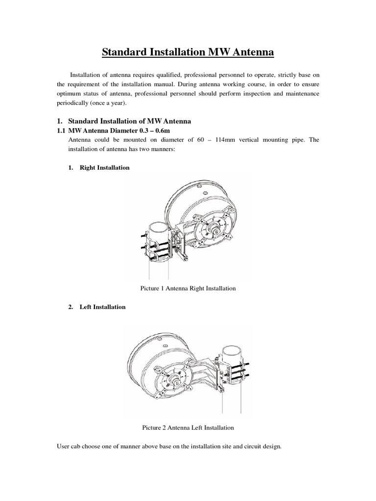 MW Antenna Installation Guidelines | PDF | Antenna (Radio) | Wireless
