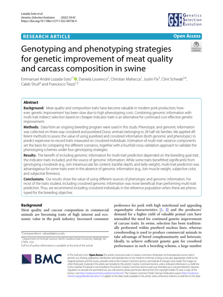 Genotyping and Phenotyping Strategies For Improvement of Meat