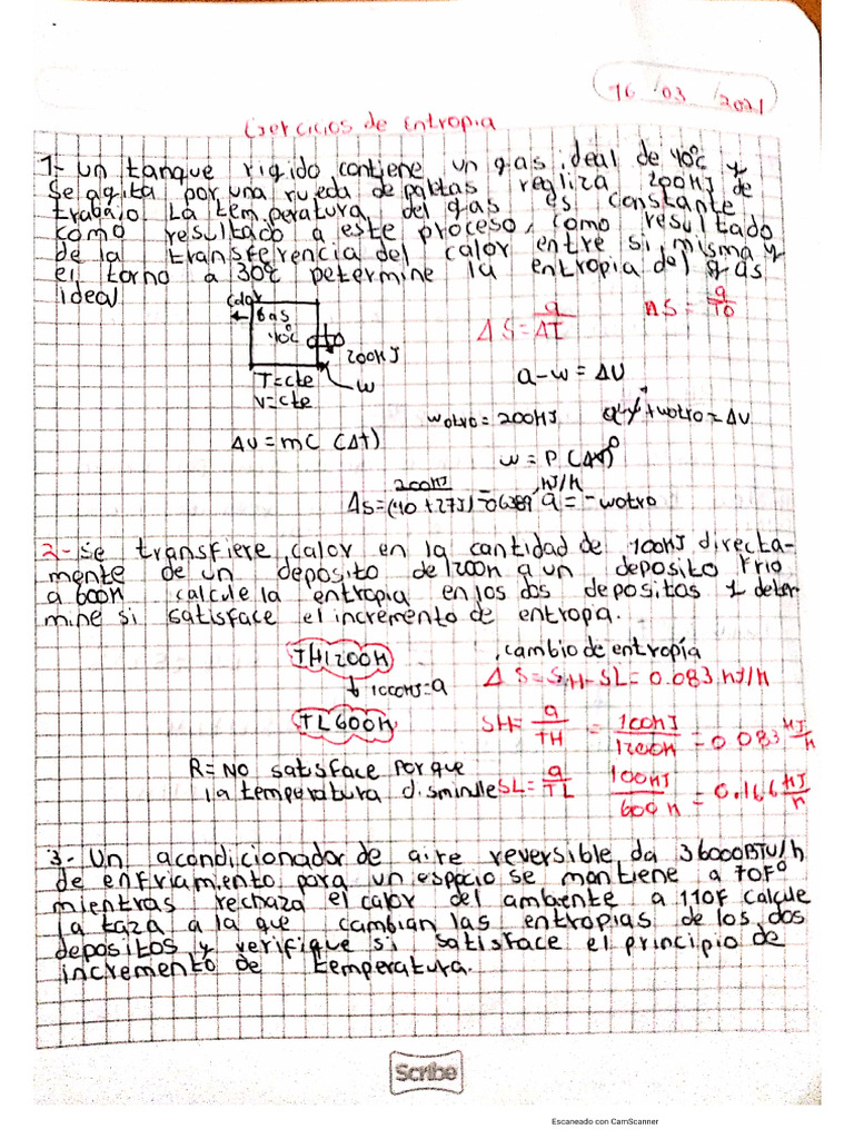 Ejercicios de Entropia PDF