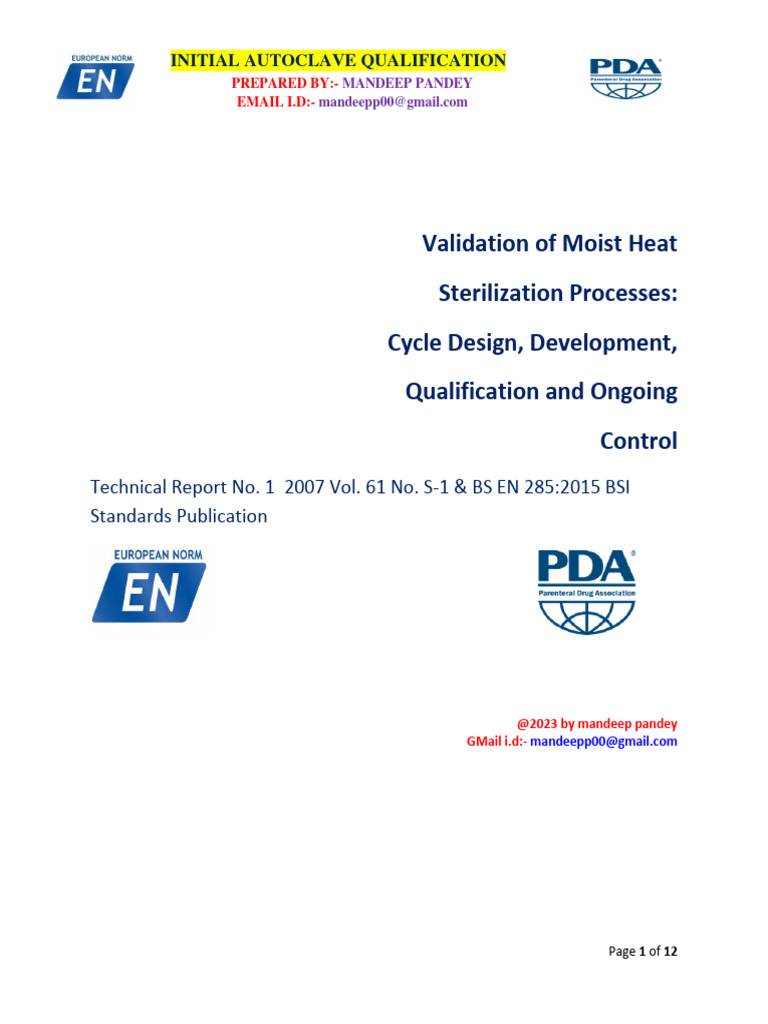 PDA Presentation On Autoclave Qualification PDF
