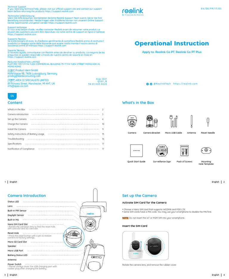 Reolink Go PT Series Quick Start Guide April 2022 | PDF | Rechargeable ...