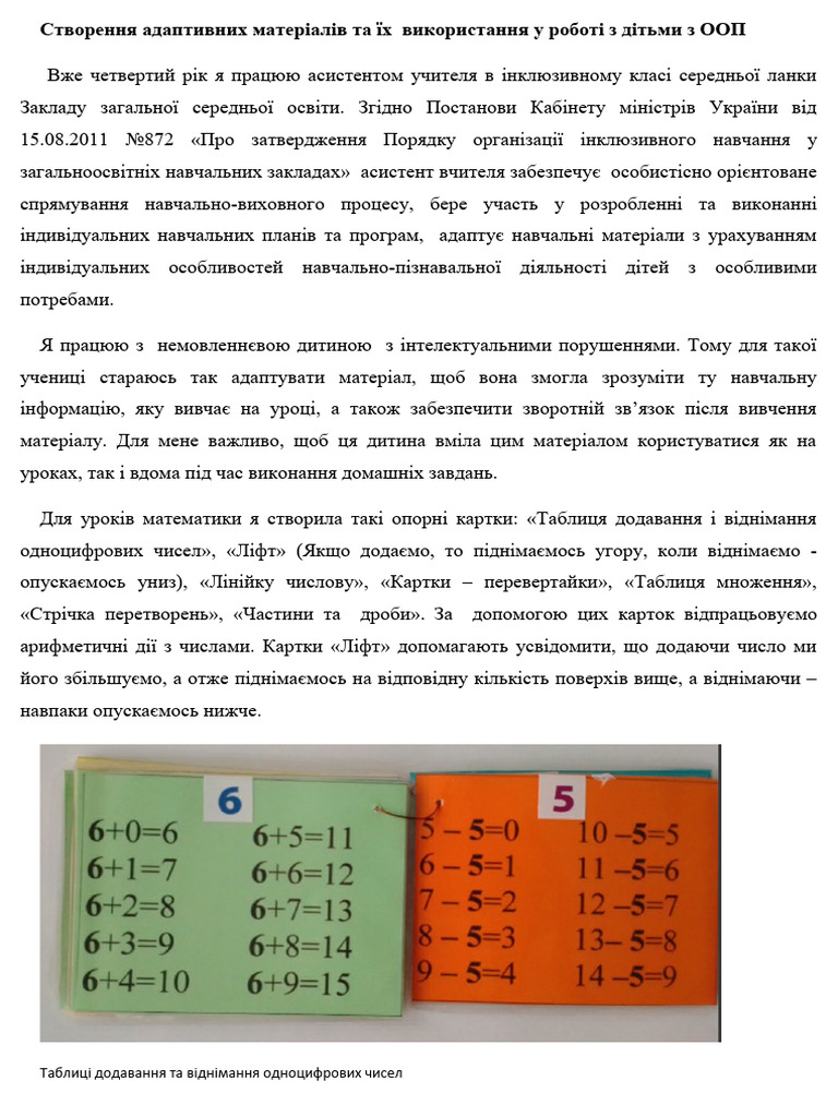 Опорні картки для дітей з ООП | PDF