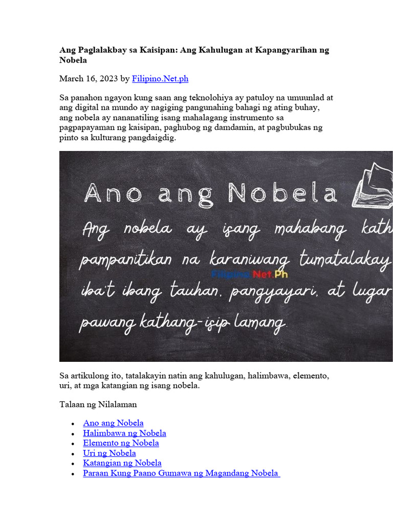 Nobela-2nd Week | PDF