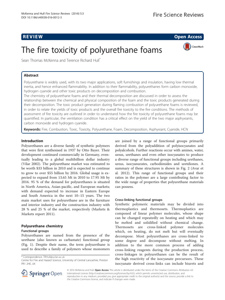 The Fire Toxicity of Polyurethane Foams Review Open Access PDF