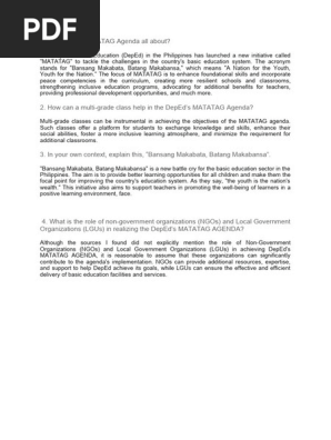 MATATAG AGENDA QUIZ