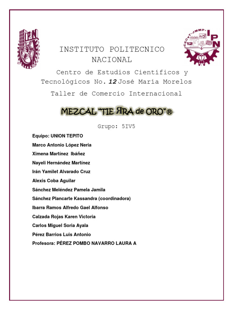 Proyecto De Exportacion Mezcal Descargar Gratis Pdf Gobierno