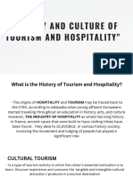 History and Culture of Tourism An Hospitality
