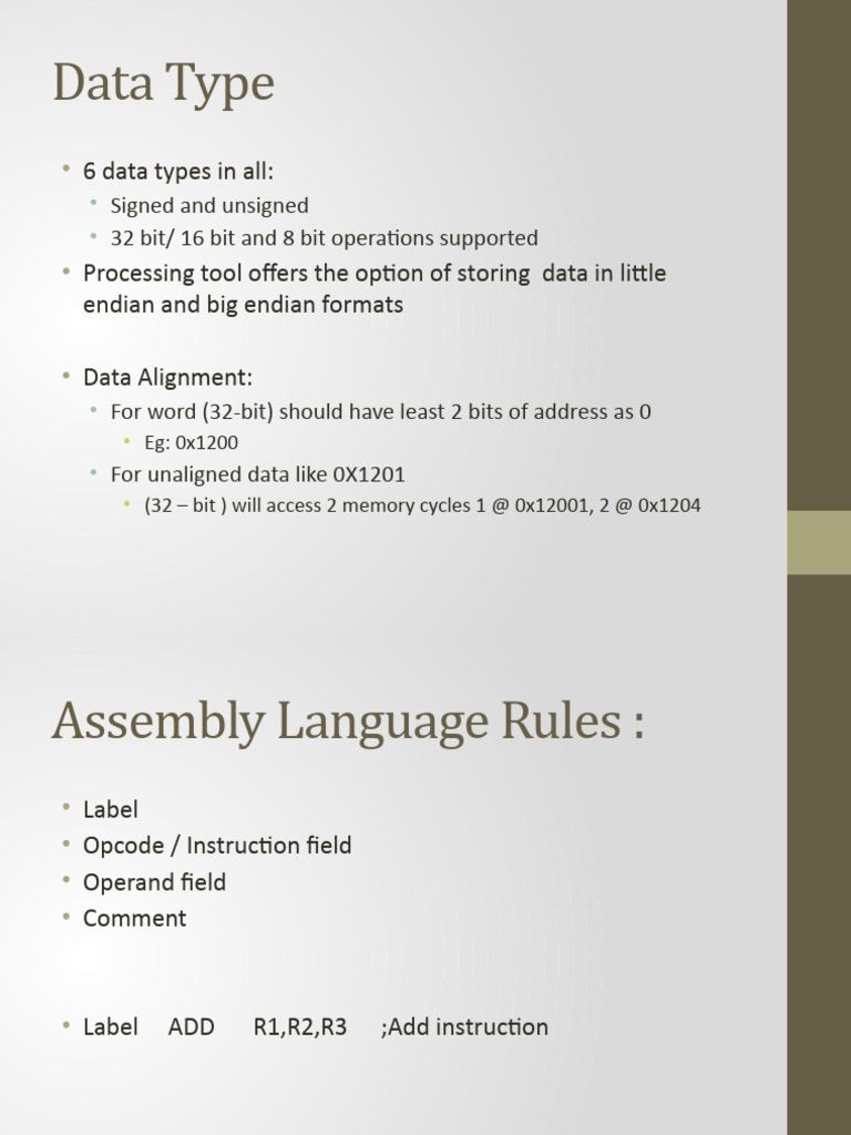 06 ISA Part 2 ARM Data Types and Shift Instrns PDF Bit Computer Architecture