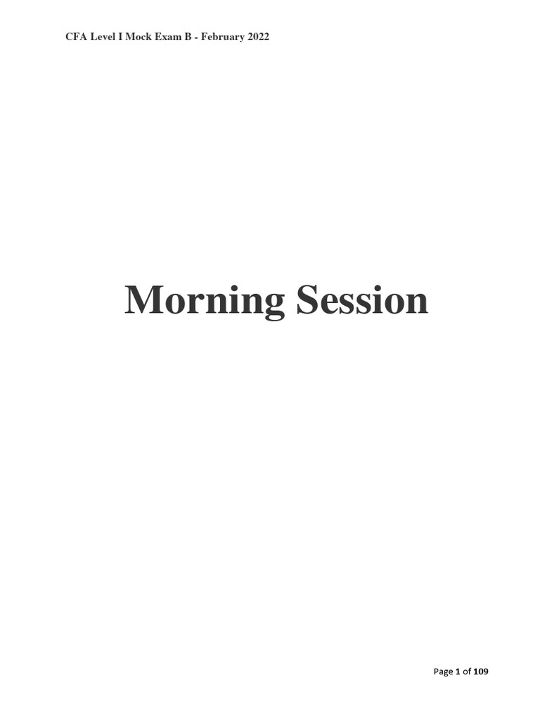 CFA Level I Mock Exam B - February 2022 | PDF | Demand | Time Value Of ...