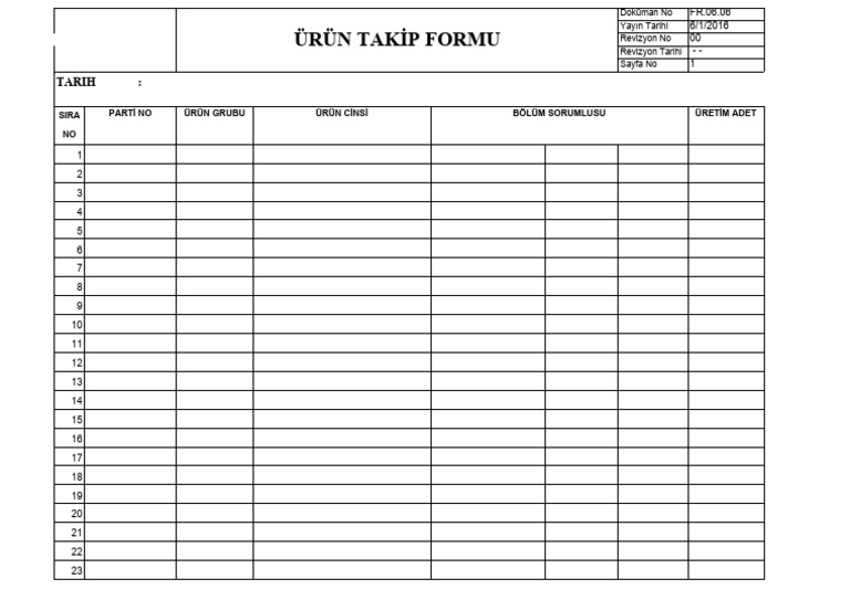 Fr.06.06.Urun Takip Formu | PDF