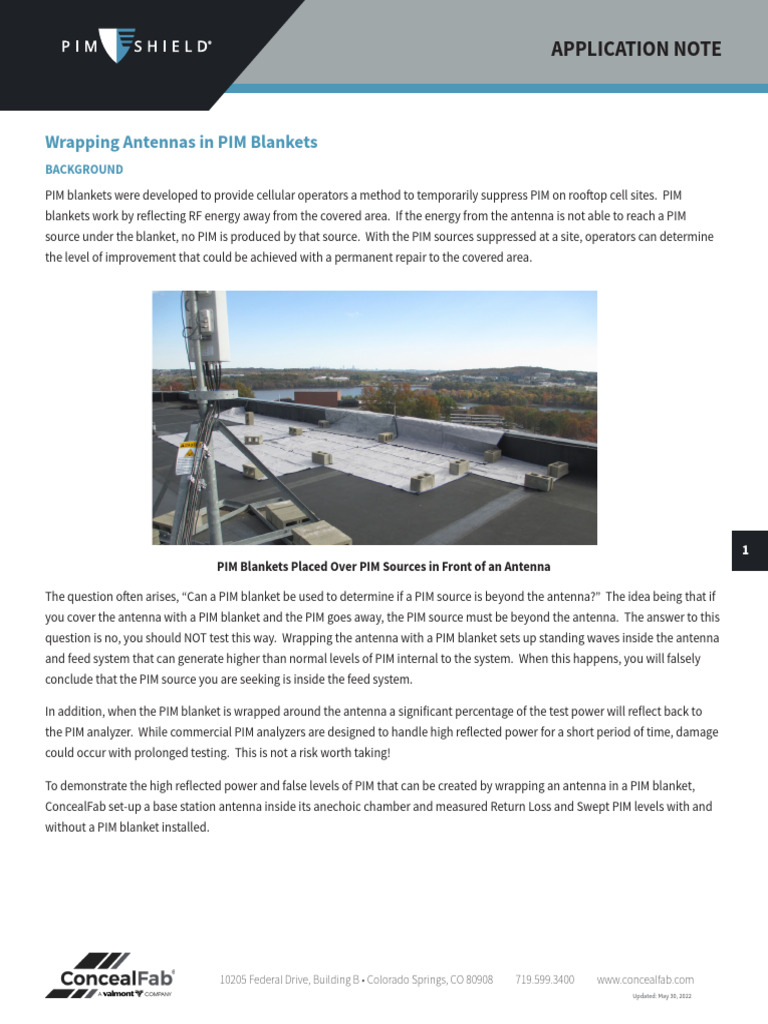Wrapping Antennas in PIM Blankets AN PDF Decibel Antenna (Radio)