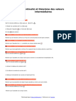 Continuite Et Theoreme Des Valeurs Intermediaires Exercices Corriges de Maths en Terminale S en PDF