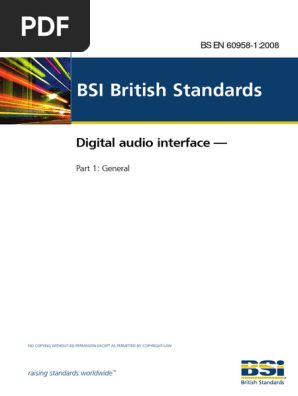 BS en 60958-1-2008 Digital Audio Interface - Part 1 General | PDF