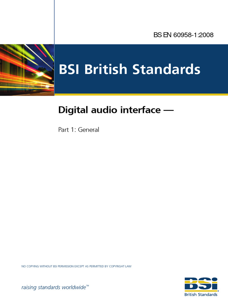 BS en 60958-1-2008 Digital Audio Interface - Part 1 General | PDF