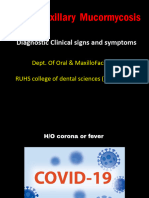 Rhinomaxillary Mucormycosis Clinical Signs and Symptoms