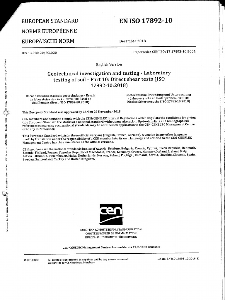 BS en Iso 17892 - 10: 2018 | PDF