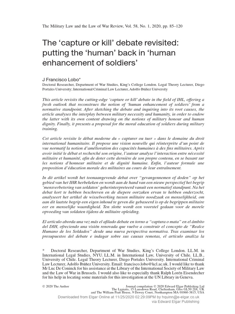 The Capture or Kill' Debate Revisited - Putting The Human' Back in ...