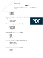 Diffusion Vs Osmosis Quiz