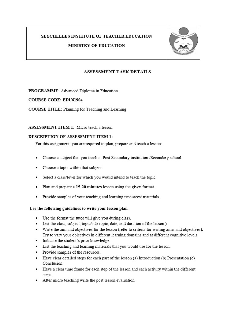 Micro Teaching Lesson Plan Guide | PDF | Educational Assessment ...