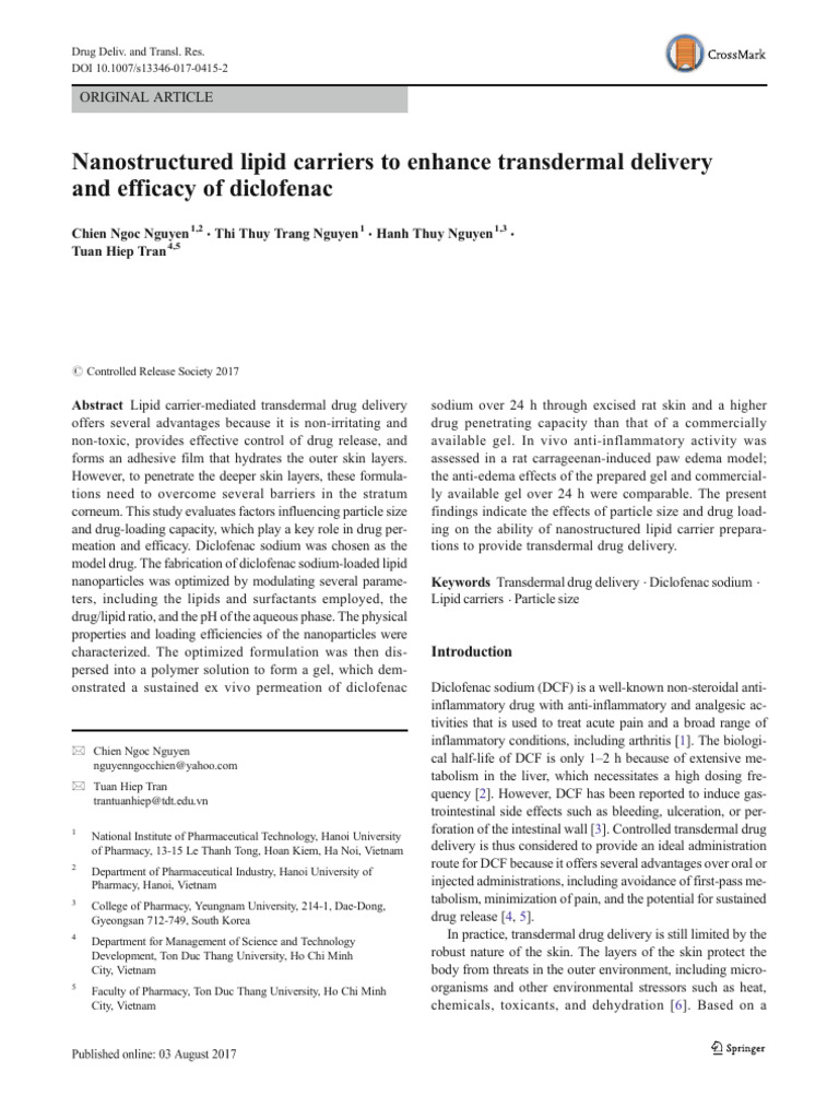 Nanostructured Lipid Carriers To Enhance Transdermal Delivery and ...