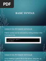 PYTHON BASIC SYNTAX Basic Syntax Comments Variables