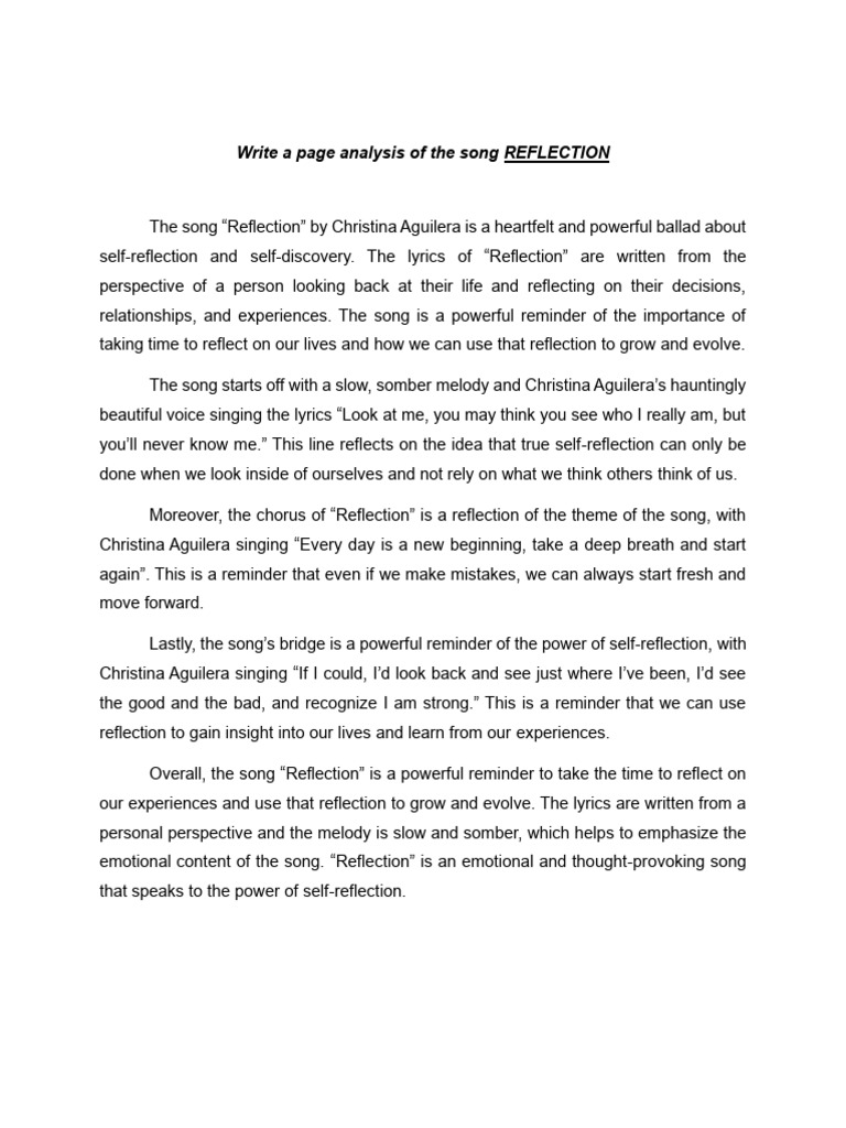 Reflection Song Analysis | PDF
